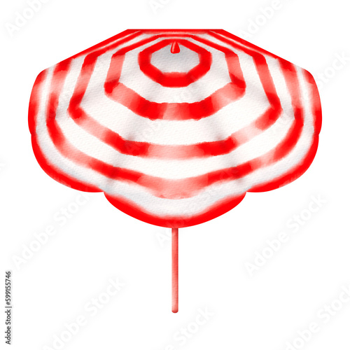 Red Watercolor beach umbrella.