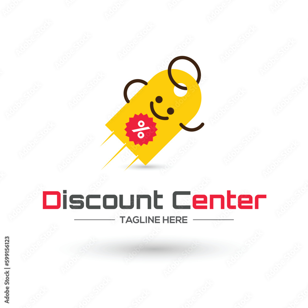 Discount offer sale price tag icon vector, flat cartoon off label red colored on rope, clearance symbol, special deal clearance sale tab sticker isolated