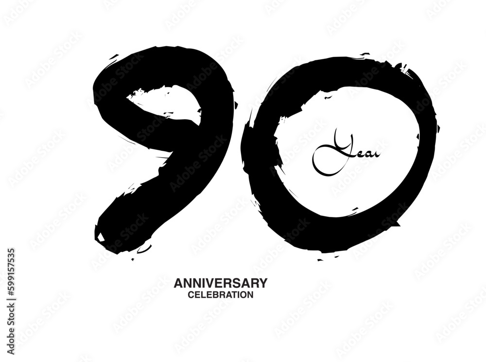 90 Years Anniversary Celebration Vector Template, 90 number logo design, 90th birthday, Black Lettering Numbers brush drawing hand drawn sketch, black number, Anniversary vector illustration 90 Years Anniversary Celebration Vector Template, 90 number logo design, 90th birthday, Black Lettering Numbers brush drawing hand drawn sketch, black number, Anniversary vector illustration