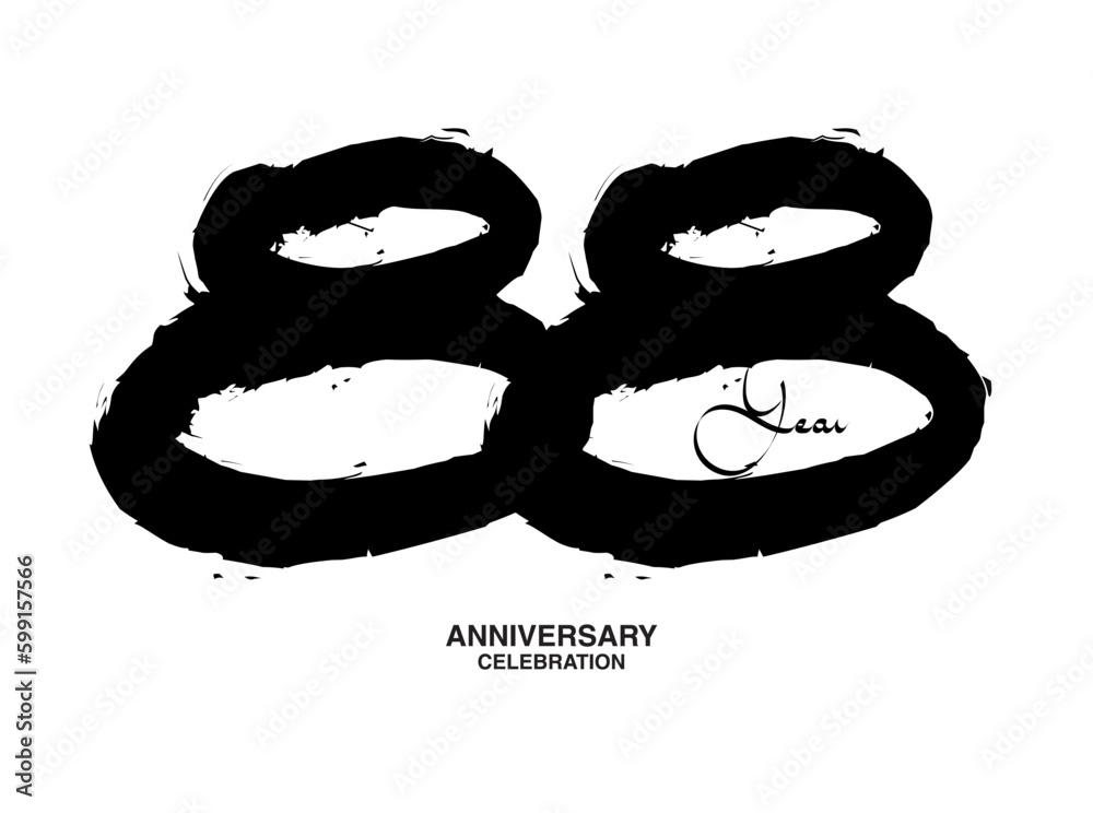 88 Years Anniversary Celebration Vector Template, 88 number logo design