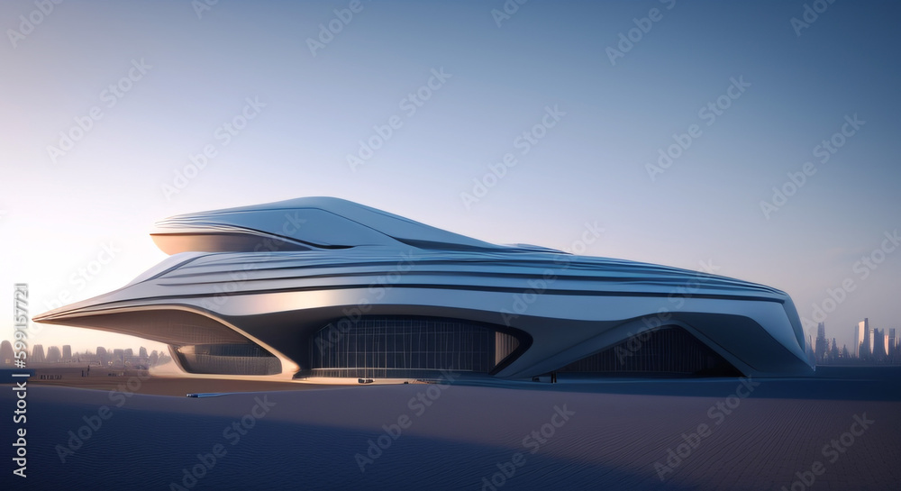 Futuristic building illustration, generative ai Futuristic building illustration, generative ai