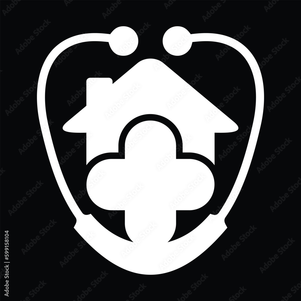 House model with stethoscope isolated on black background House model with stethoscope isolated on black background