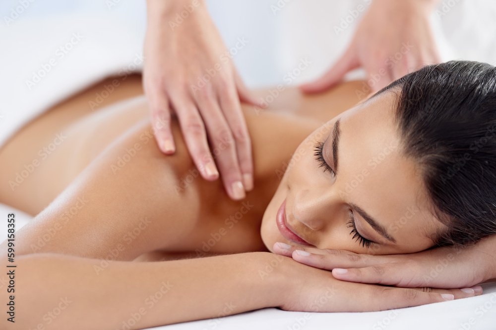 Happy, luxury and woman with massage, self care and stress relief with salon treatment, grooming and wellness. Female person, client and lady with skincare, relax and health with peace at a resort Happy, luxury and woman with massage, self care and stress relief with salon treatment, grooming and wellness. Female person, client and lady with skincare, relax and health with peace at a resort