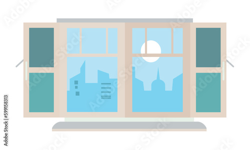 The windows look out on the scenery is beautiful and natural.