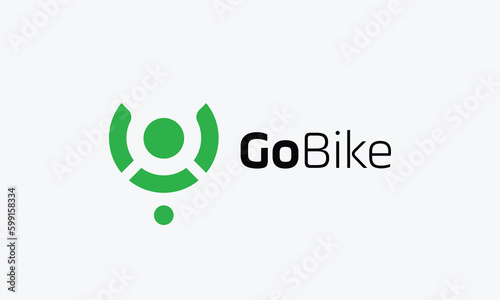 Logo vector online bike delivery rent e commerce concept transportation service express courier motorcycle car driver job