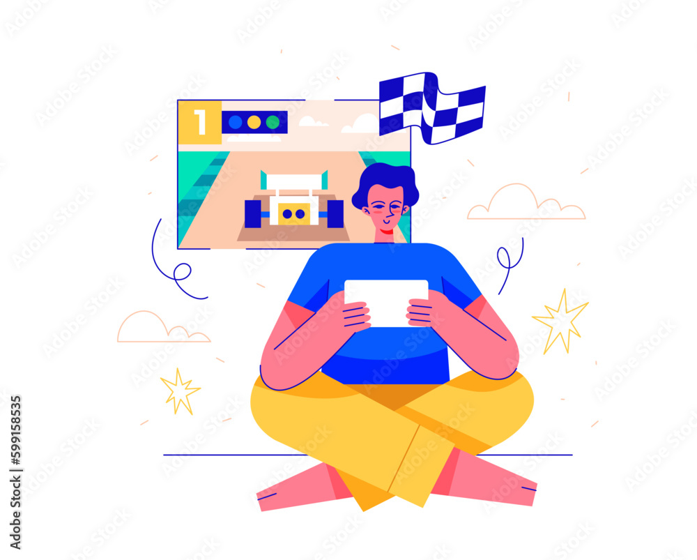 Casual Daily Life Illustration Set Touch Up Wearing Make Up Washing Clothes Taking Nap Swepping Floor Reading Newspaper Playing Games Guitar Listening Music Grocery Shopping Cooking Coffee Yoga