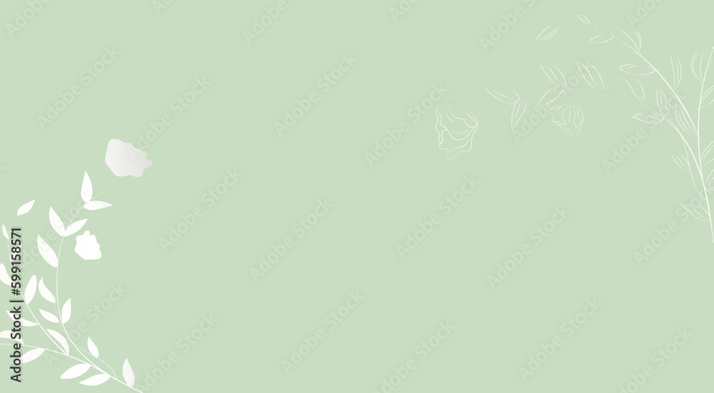 NATURAL background of delicate green color with hand-drawn floral decor elements. NATURAL background of delicate green color with hand-drawn floral decor elements.