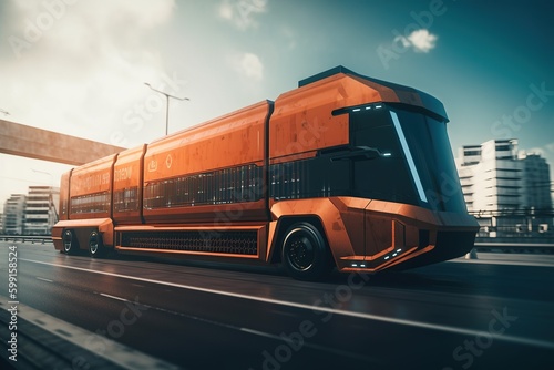 Futuristic truck. Cargo delivery. Generative AI