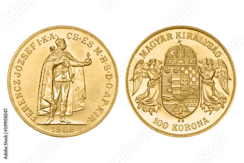 Old coin. Hungarian Coin. Vector illustration.