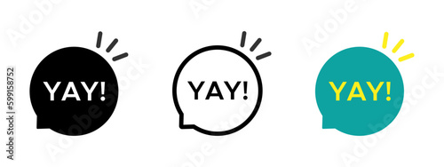 Yay bubble vector icons. Hurray signs