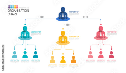Tela Infographic template for organization chart with business people icons