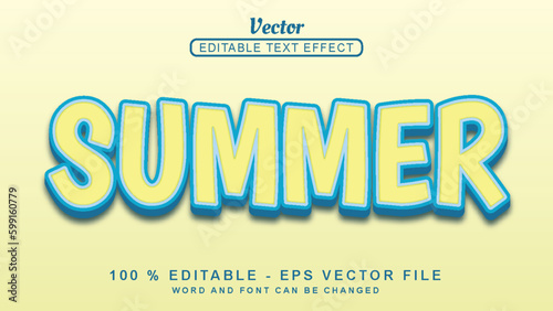 Editable 3d text effect Yellow Summer simple style isolated on sand background