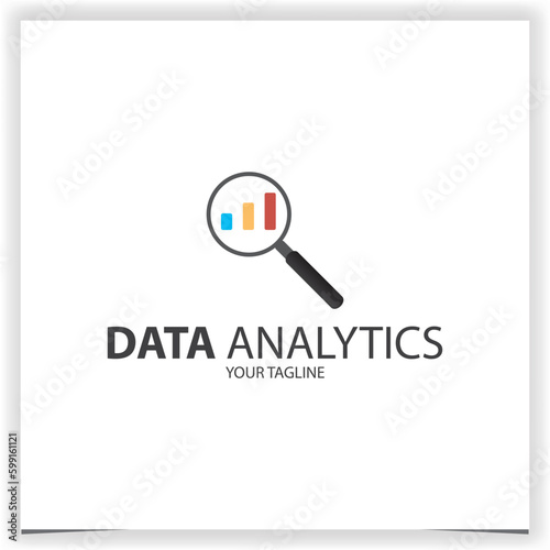Vector data analytic finance chart magnifying glass business design logo premium elegant template vector eps 10