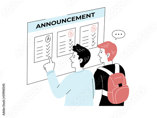 College Life Education Science School Campus University Illustration thesis work student speech study preparation industry visit class debate group students laboratorium graduation counseling library