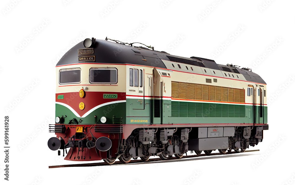 train on a railway on a transparent background (PNG). AI-generated.