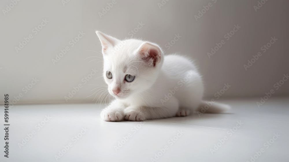 Baby Kitten, minimalistic background. Generative AI