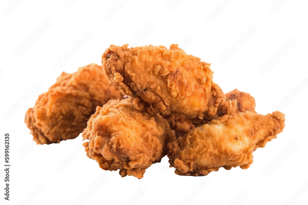 Fried chicken isolated on transparent background. Generative Ai