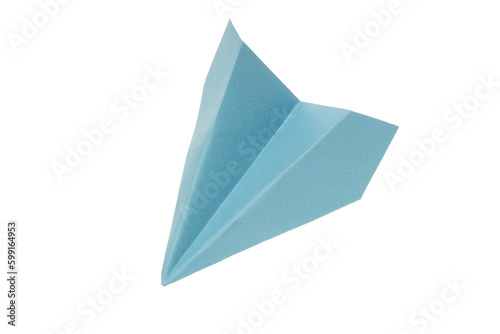 Blue paper plane isolated on white background