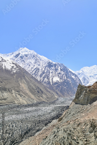 Scenery of Hopar or Hopper Glacier in Hunza Valley, Pakistan photo