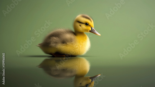Baby Duckling, minimalistic background. Generative AI