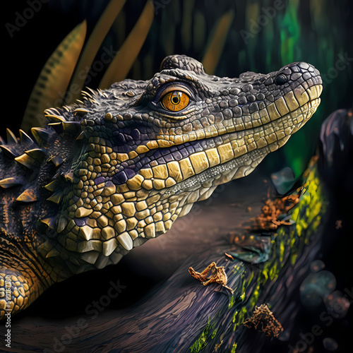 Crocodile Close Up. Generative AI