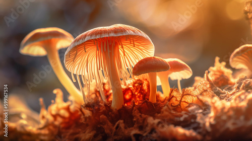 Fascinating Macro Shot: Mushroom Details and Texture - Generative AI