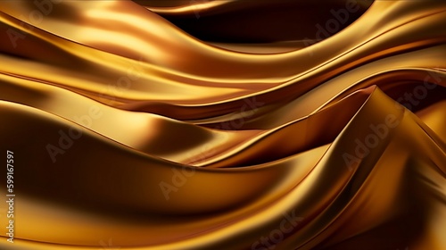 Golden Silk Waves Background. Generative AI