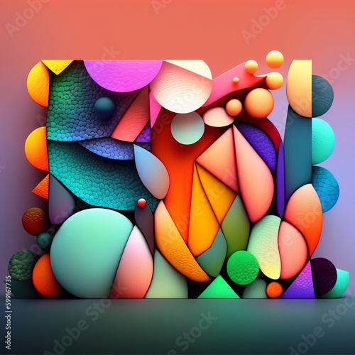 Colorful abstract shapes graphic background  3d render  3d illustration