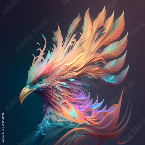  phoenix animal abstract wallpaper in pastel colors generative ai, Create a high-level image, Create a high-level image