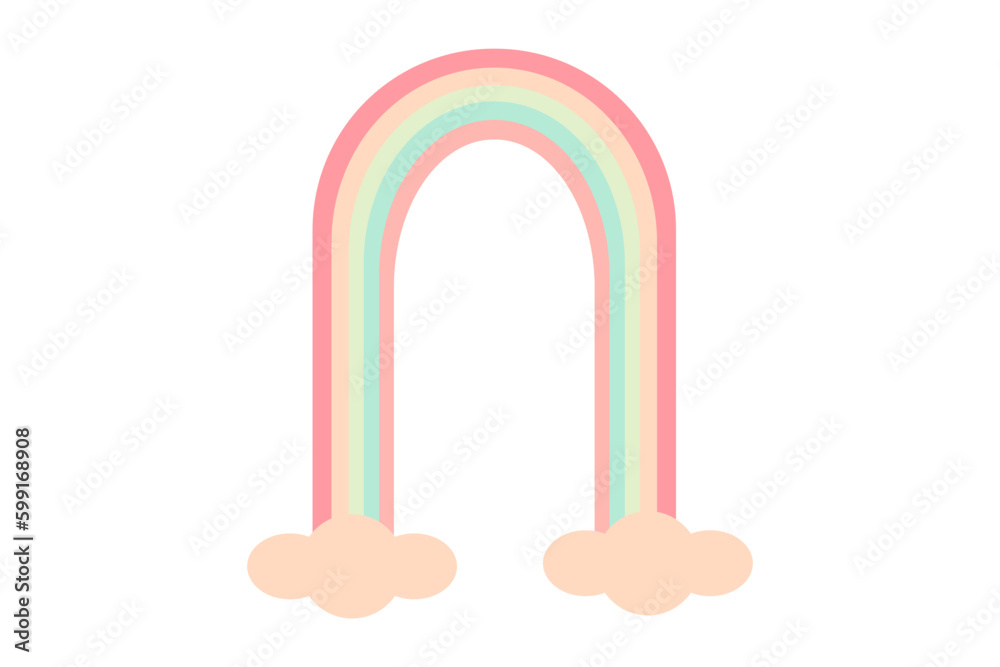 rainbow pastel arch backdrop with cloud wall art illustration rainbow pastel arch backdrop with cloud wall art illustration