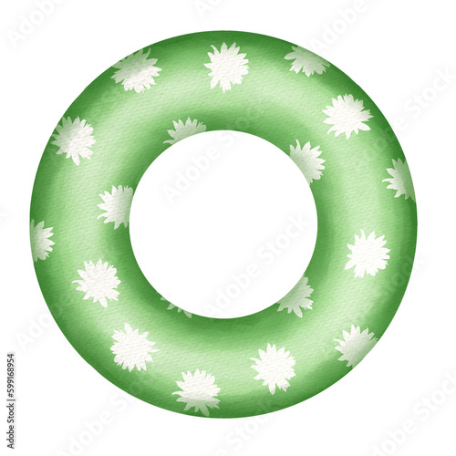 Green Swimming ring watercolor.