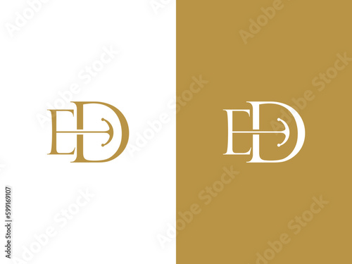 Premium Vector Letter ED Logo Vector, Beautiful Logotype design for luxury company branding. Elegant identity design in gold color.