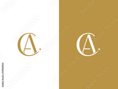 Premium Vector Letter AC or CA Logo Vector, Beautiful Logotype design for luxury company branding. Elegant identity design in gold color.