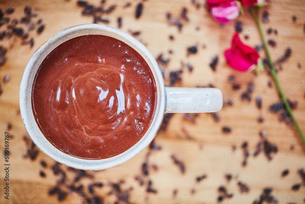 Is there anything more yummy than chocolate. a freshly made chocolate snack in a cup on a table. Is there anything more yummy than chocolate. a freshly made chocolate snack in a cup on a table.