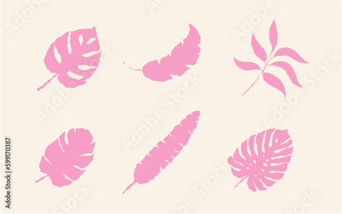 Trendy Tropical, Exotic Palm Leaves. Abstract summer vibes natural floral branches. Design for fabric, print, cover, banner, wallpaper (Full Vector)
