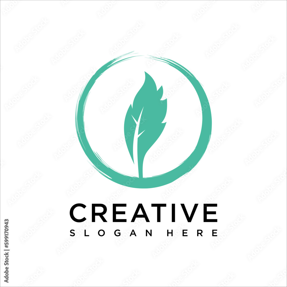 Zen Green Circle Art Brush Stroke Logo Design Icon