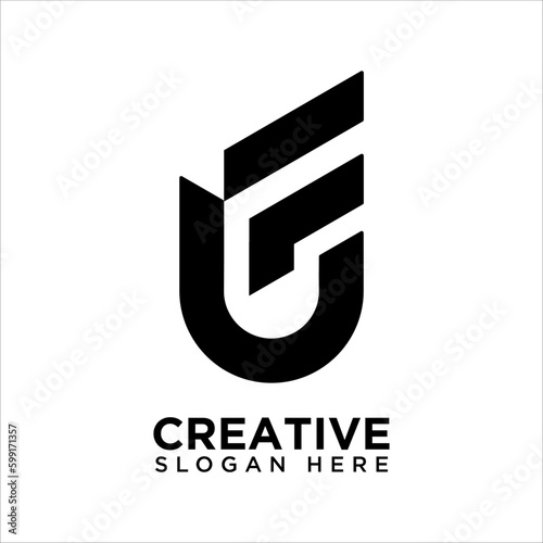 Initial Letter UF Linked Design Logo template