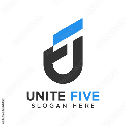 Initial Letter UF Linked Design Logo template