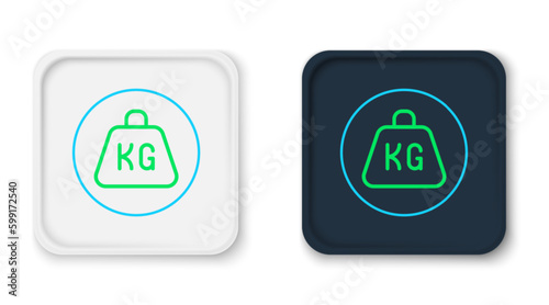 Line Weight icon isolated on white background. Kilogram weight block for weight lifting and scale. Mass symbol. Colorful outline concept. Vector