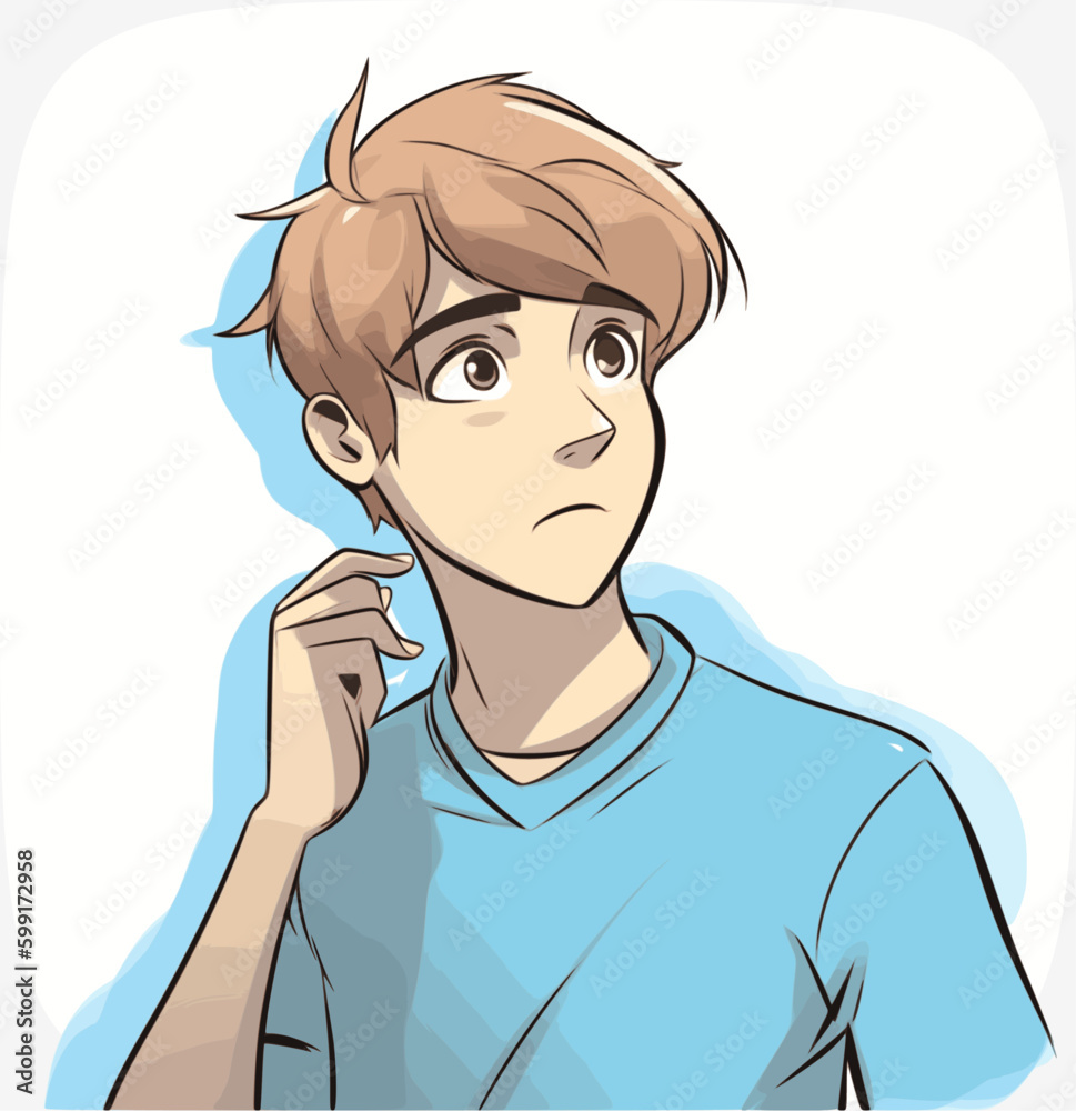 Illustration of a Male Teen Thinking About Common Male Interests Illustration of a Male Teen Thinking About Common Male Interests