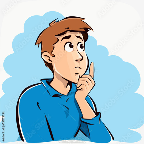Illustration of a Male Teenage Student Thinking to Himself