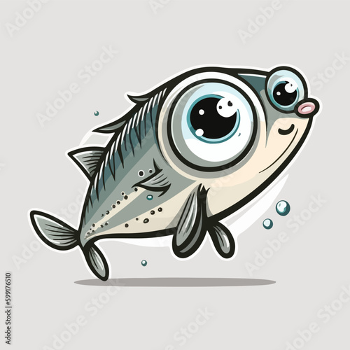 vector cute anchovy cartoon style