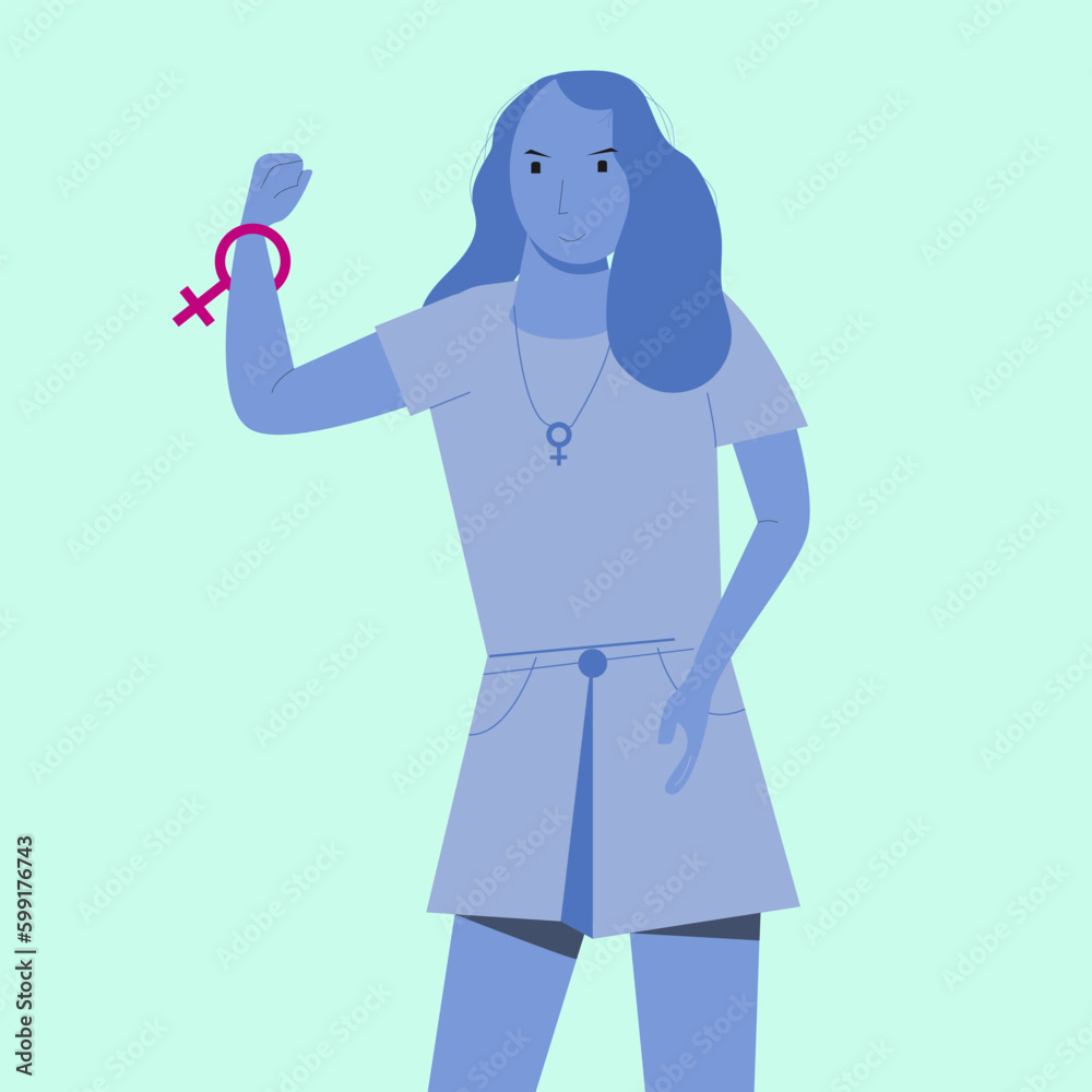 Women's flat art design in blue character in the Women Health concept. Vector illustration. Women's flat art design in blue character in the Women Health concept. Vector illustration.