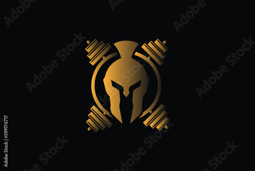 Spartan Fitness And Gym Logo Vector . Fitness Logo . Bodybuilding Logo design inspiration, Golden sports logo template with spartan warriors.