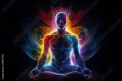 Universe, cosmos. Meditation background, chakras, prana, the mind of God and spirituality. Generative AI