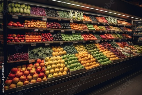 Wallpaper Mural Vegetables and fruits on shelf in supermarket Torontodigital.ca