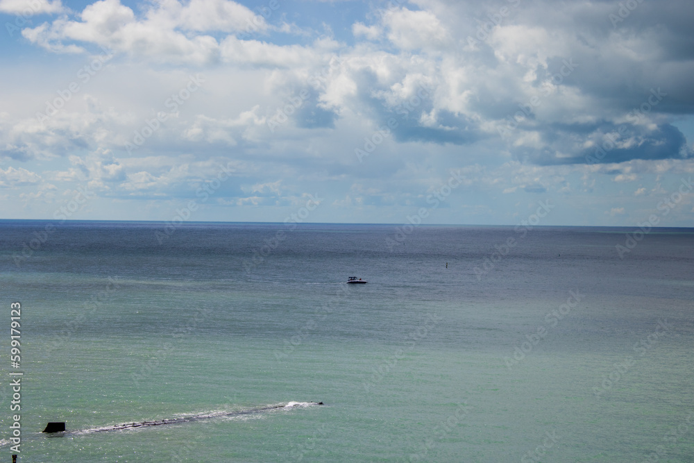 Panorama of the sea with azure water in Sochi