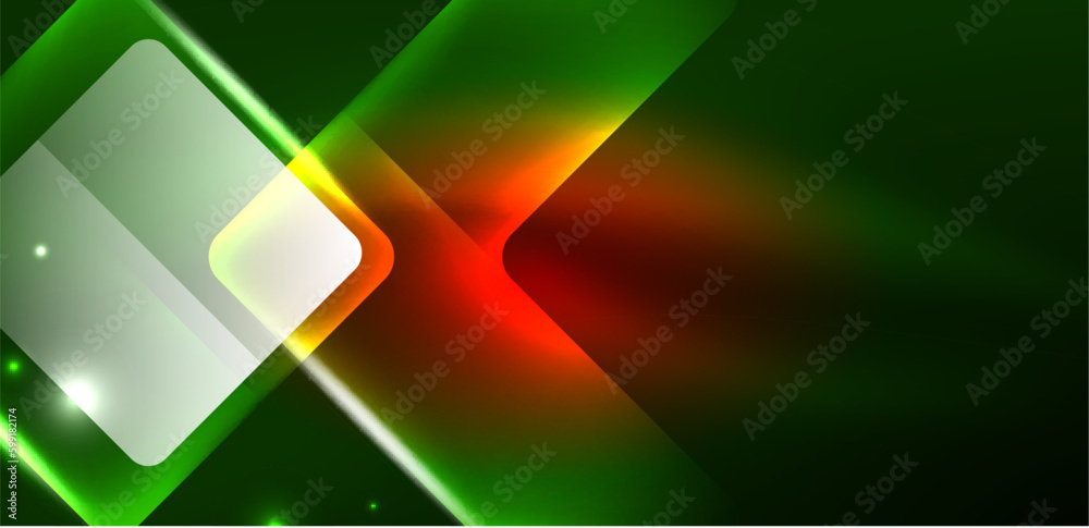 Neon glowing techno lines and arrows, hi-tech futuristic abstract background template Neon glowing techno lines and arrows, hi-tech futuristic abstract background template