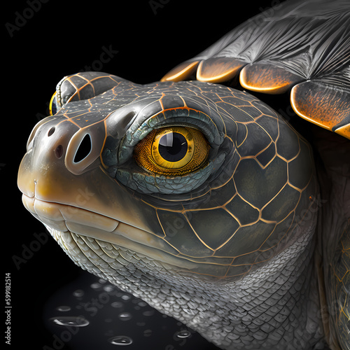 Turtle Head Close Up. Generative AI