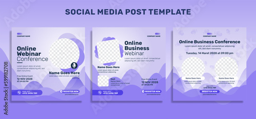 Online webinar social media post template and corporate web banner template for business